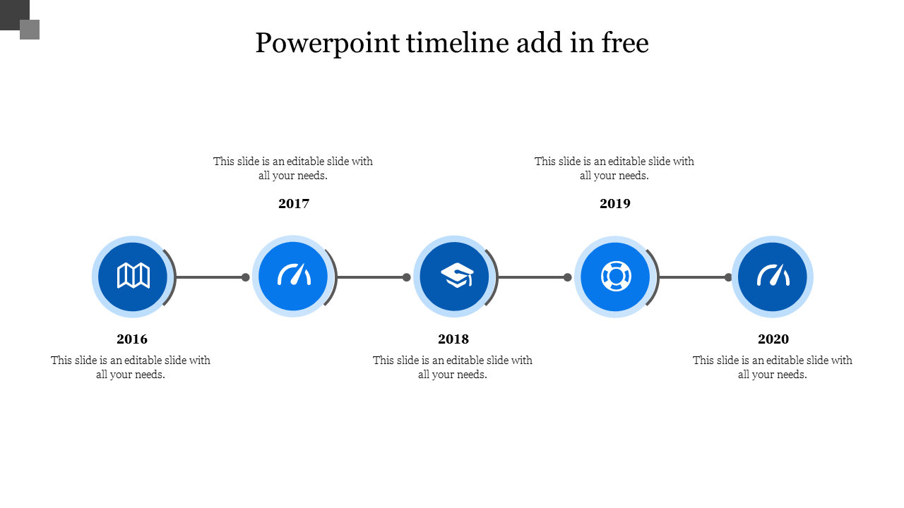 Free - Ready To Use PowerPoint Timeline Add In Free 5-Node